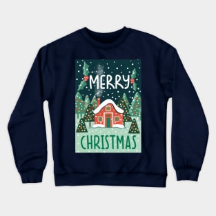 Merry Christmas Cabin Retro Vintage Winter Design Crewneck Sweatshirt